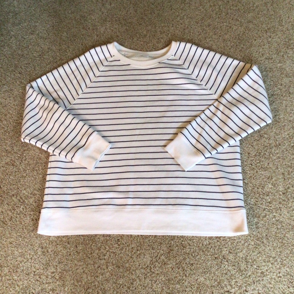 Old Navy Blue and White Striped Crewneck Sweatshirt